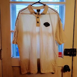 Harley-Davidson Men's XL 3 Button White Polo Shirt Orwigsburg, Pa 100% Cotton